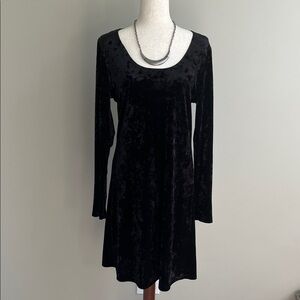 Black Longsleeve Velvet Witchy Mini Dress Halloween Karen Kane